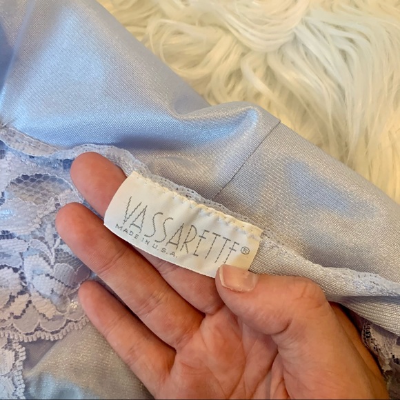 VTG 90’s Baby Blue Lace and Satin Teddy - Picture 6 of 11